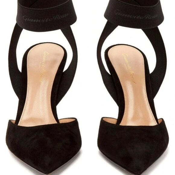 Gianvito Rossi Rhia Black Suede Pointed Pumps 39.5 - Picture 5 of 11